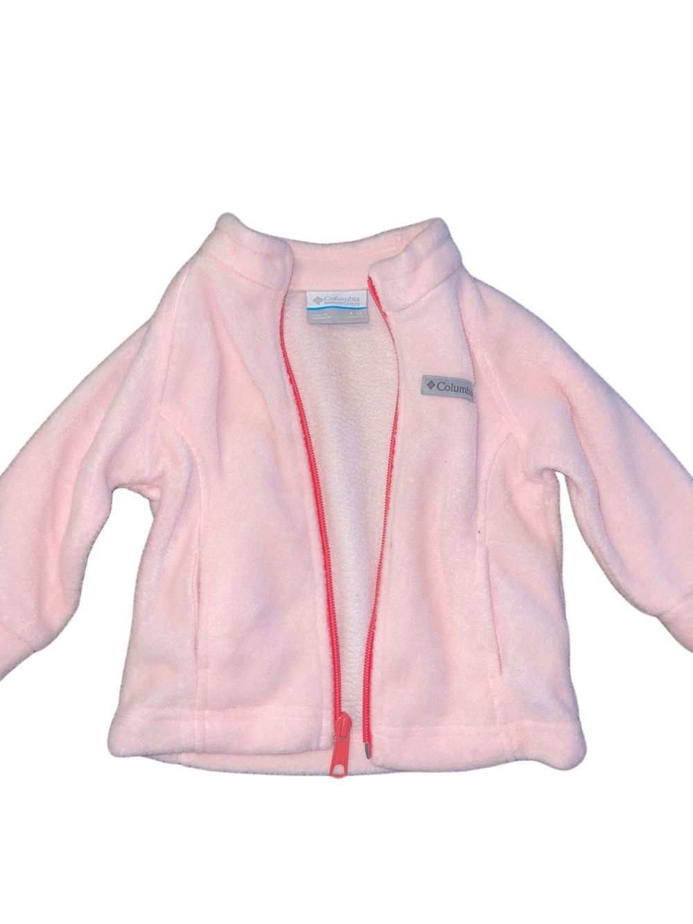 Columbia Light Pink Fleece Jacket with Coral Zipper